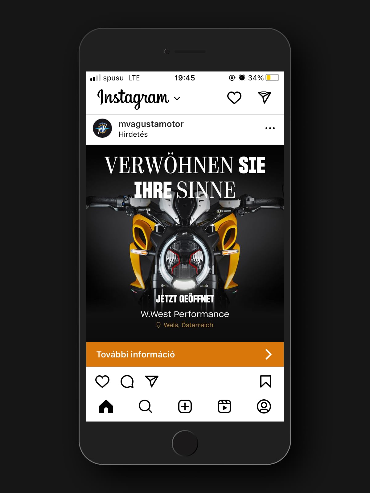 Social media ad design for MV Agusta