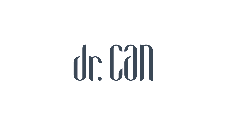 Logo design for dr.can, green, with a leaf in the background